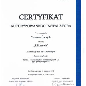 certyfikat LG 002